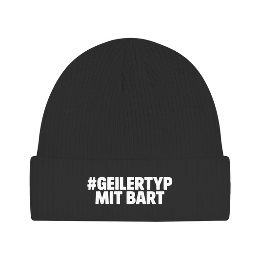 Beanie #GEILERTYP mit Bart – Unisex Statement Beanie, weich & bequem