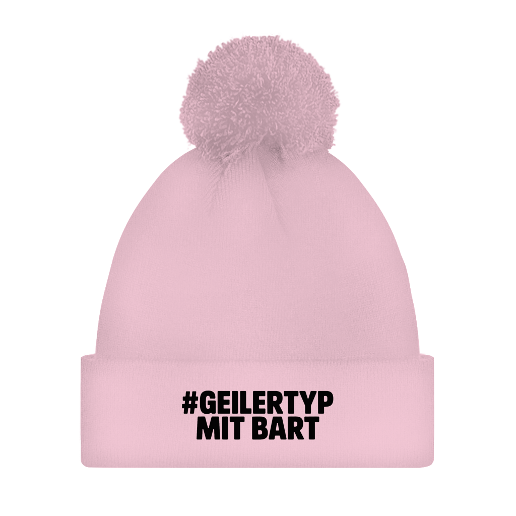 Bommelmütze #GEILERTYP mit Bart – Unisex Wintermütze mit Statement