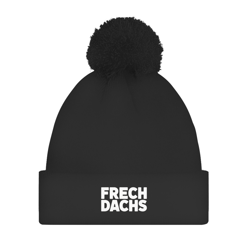 Bommelmütze „Frechdachs“ – Unisex Statement Wintermütze mit Pompon