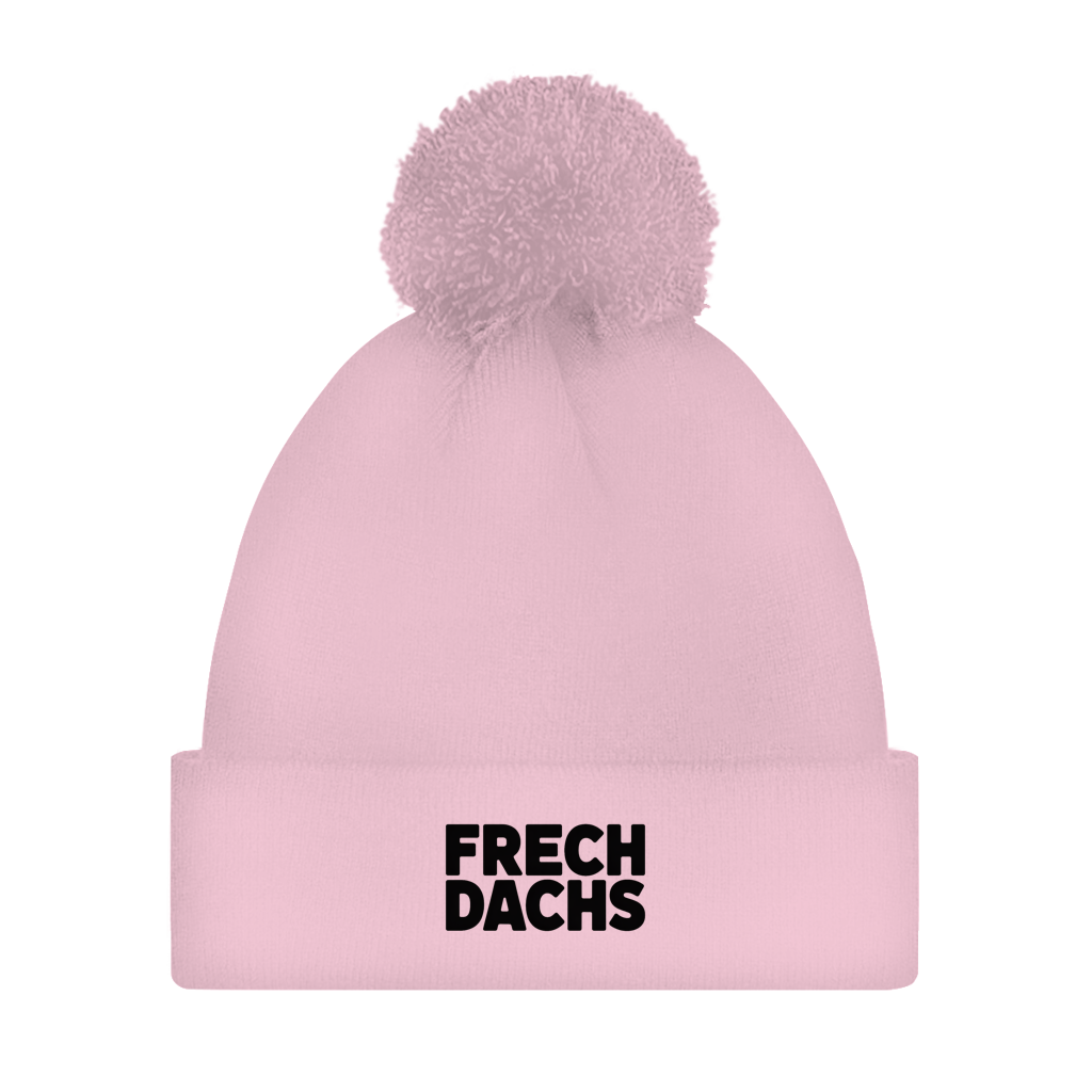 Bommelmütze „Frechdachs“ – Unisex Statement Wintermütze mit Pompon
