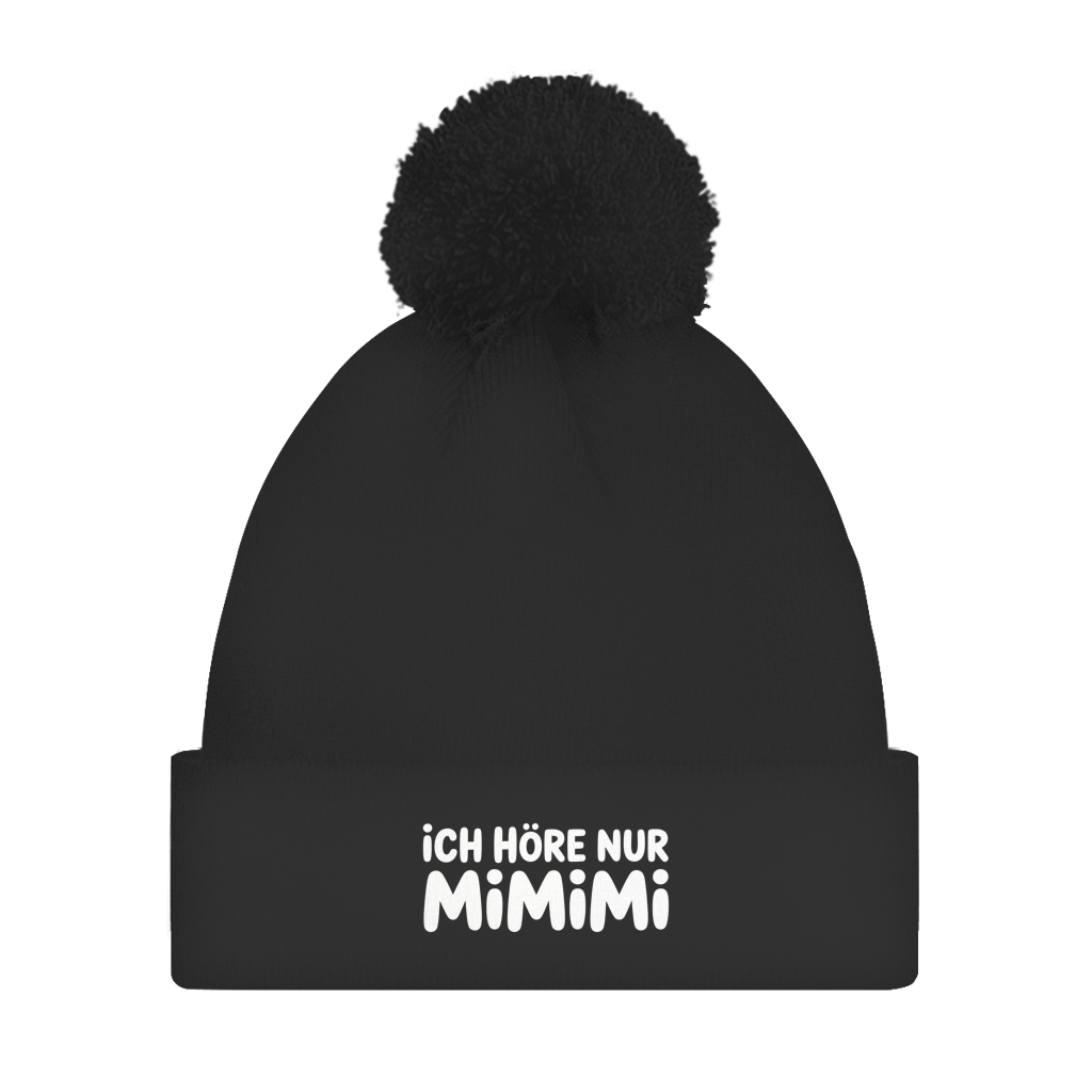 Bommelmütze „Ich höre nur MIMIMI“ – Unisex Statement Wintermütze mit Pompon