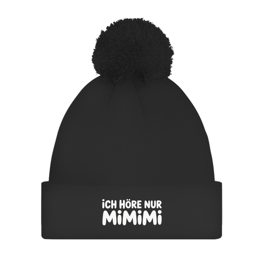 Bommelmütze „Ich höre nur MIMIMI“ – Unisex Statement Wintermütze mit Pompon