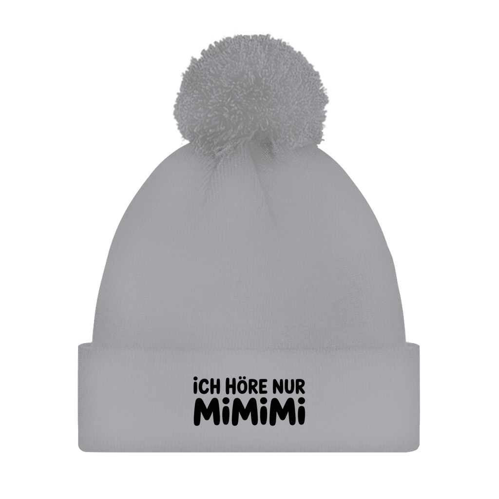Bommelmütze „Ich höre nur MIMIMI“ – Unisex Statement Wintermütze mit Pompon