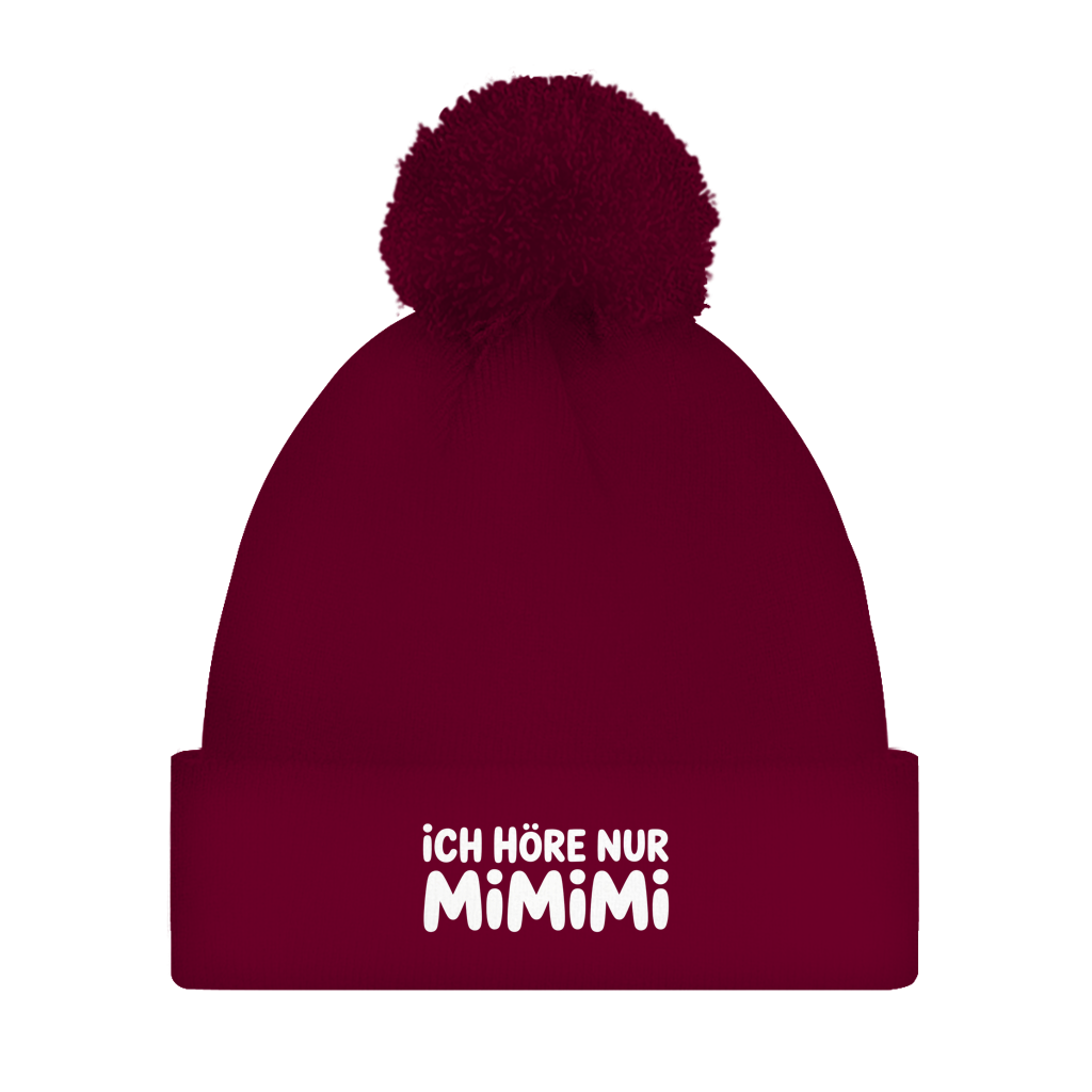 Bommelmütze „Ich höre nur MIMIMI“ – Unisex Statement Wintermütze mit Pompon