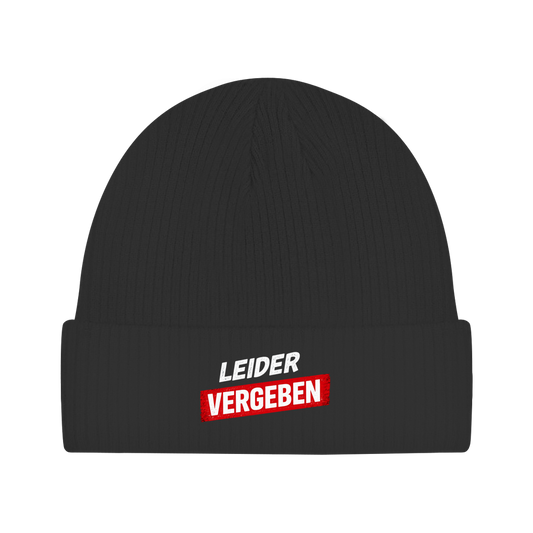 Beanie „Leider vergeben“ – Unisex Statement Beanie aus Bio-Baumwolle, weich & bequem