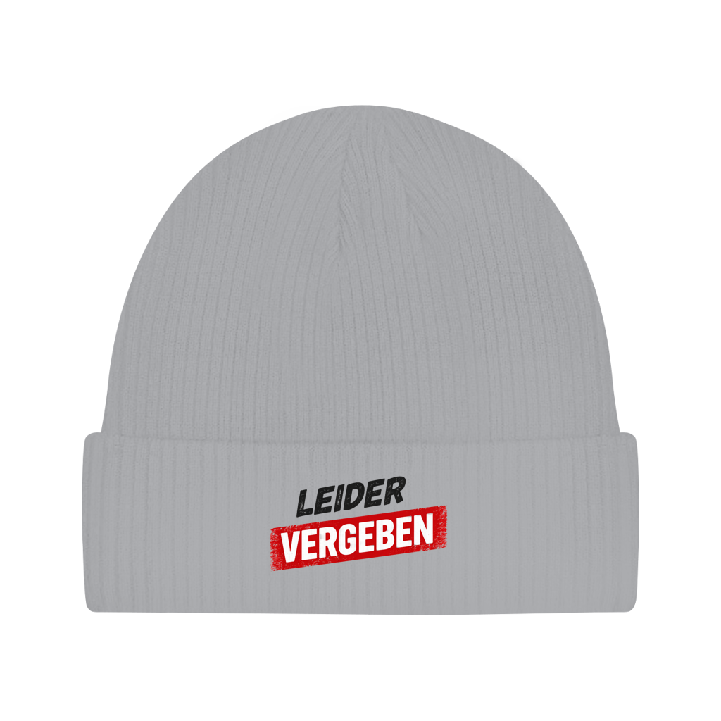 Beanie „Leider vergeben“ – Unisex Statement Beanie aus Bio-Baumwolle, weich & bequem