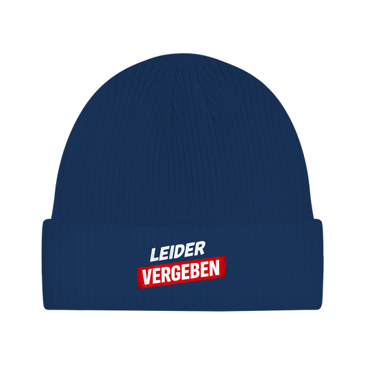 Beanie „Leider vergeben“ – Unisex Statement Beanie aus Bio-Baumwolle, weich & bequem