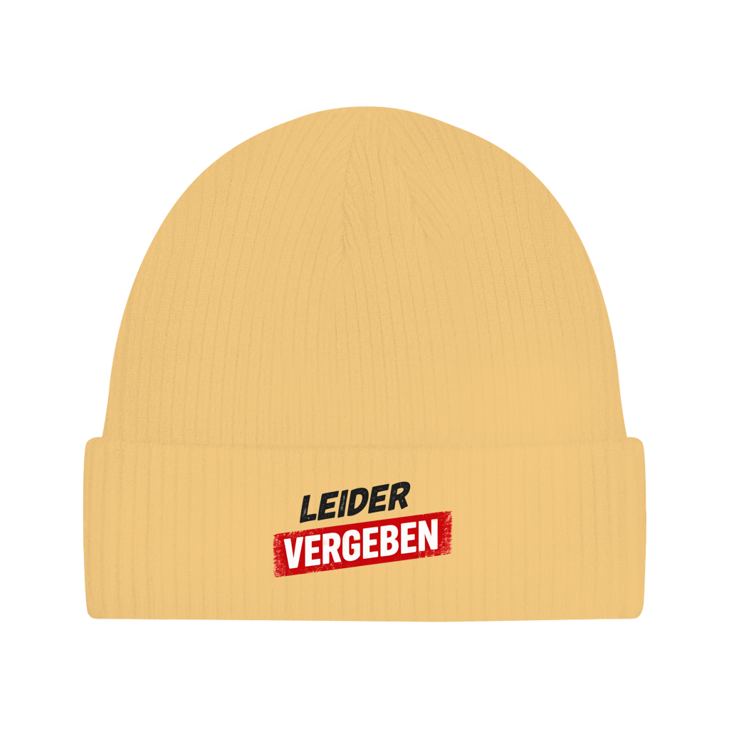 Beanie „Leider vergeben“ – Unisex Statement Beanie aus Bio-Baumwolle, weich & bequem