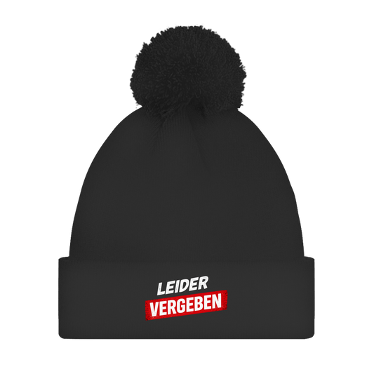 Bommelmütze „Leider vergeben“ – Unisex Statement Wintermütze mit Pompon