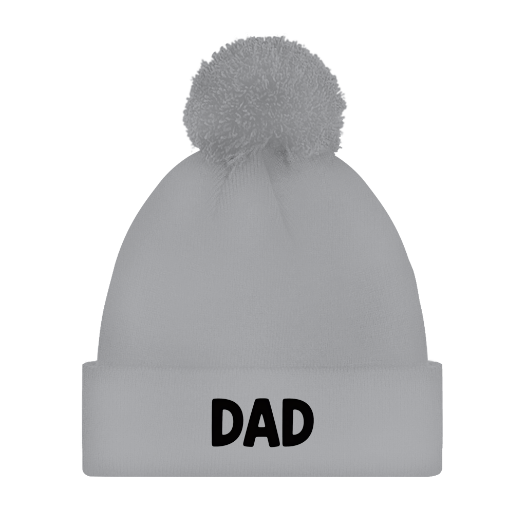Bommelmütze „DAD“ – Unisex Statement Wintermütze mit Pompon