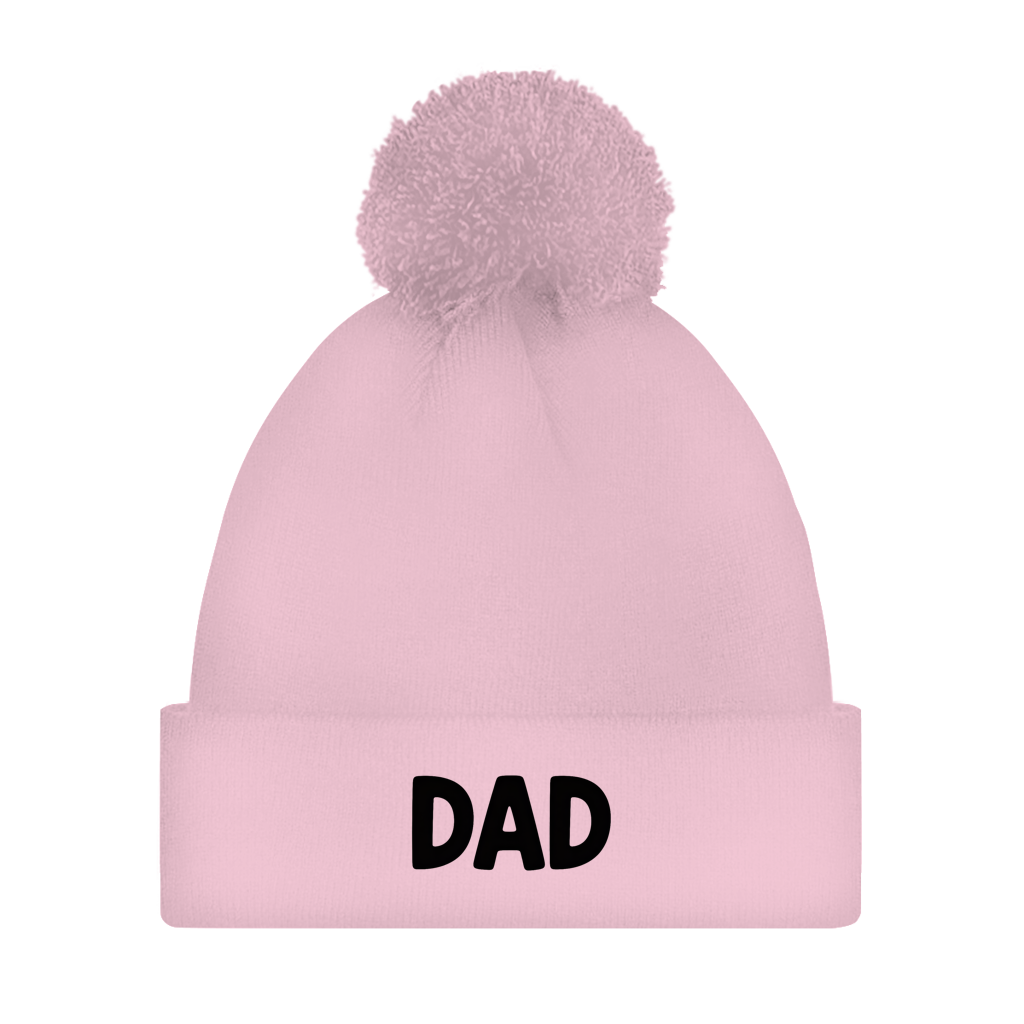 Bommelmütze „DAD“ – Unisex Statement Wintermütze mit Pompon