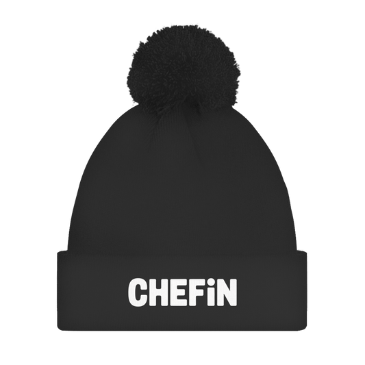 Bommelmütze „Chefin“ – Unisex Statement Wintermütze mit Pompon