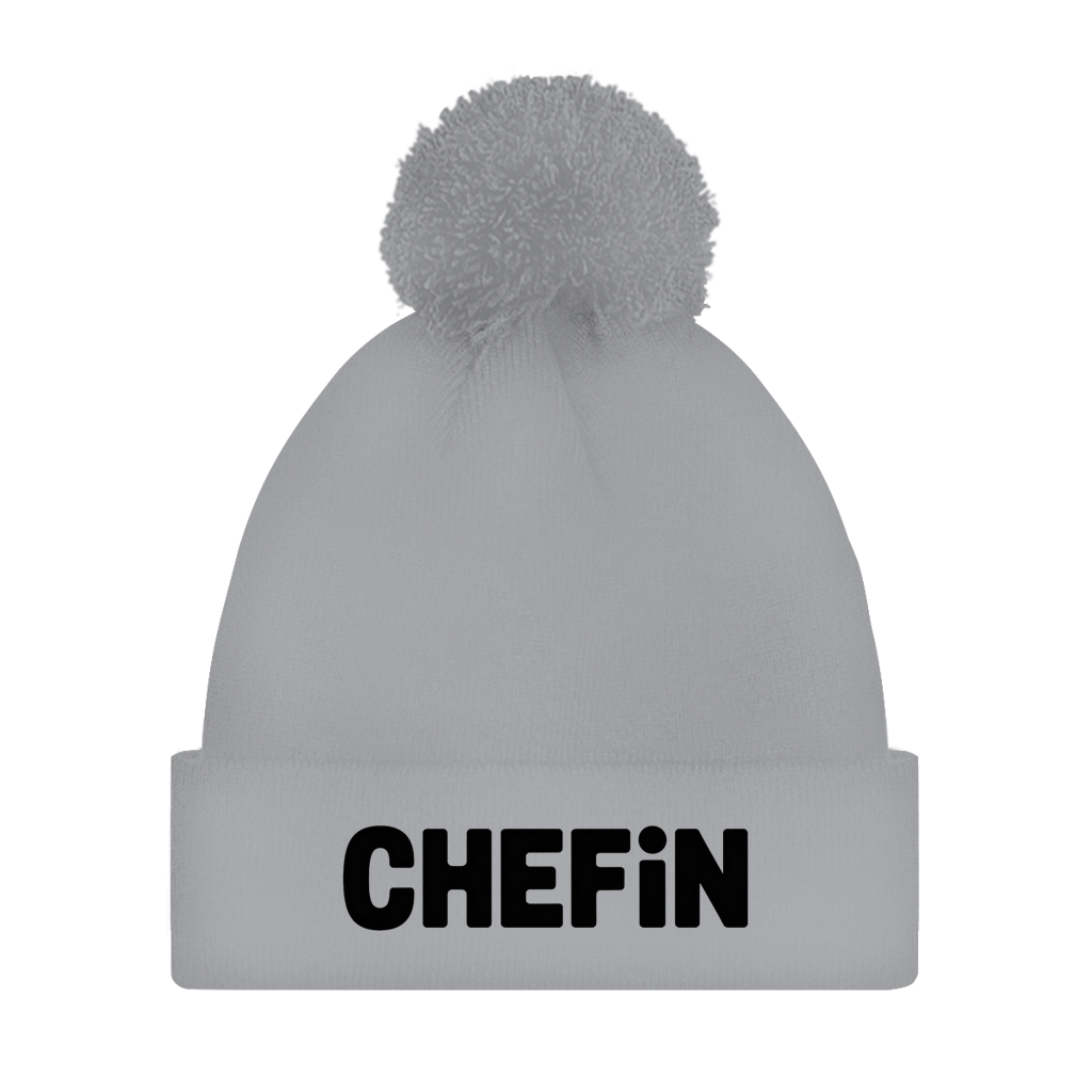 Bommelmütze „Chefin“ – Unisex Statement Wintermütze mit Pompon