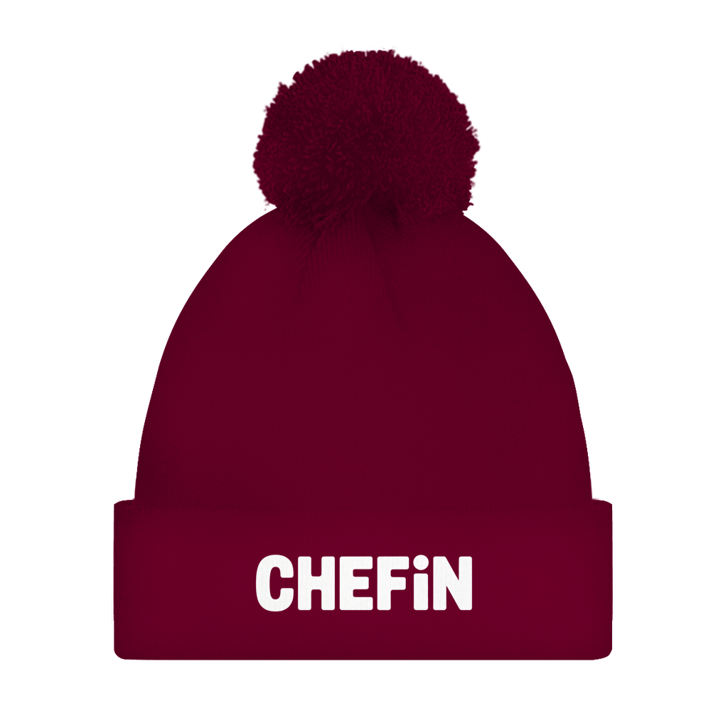 Bommelmütze „Chefin“ – Unisex Statement Wintermütze mit Pompon