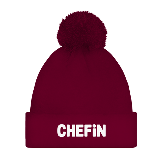 Bommelmütze „Chefin“ – Unisex Statement Wintermütze mit Pompon