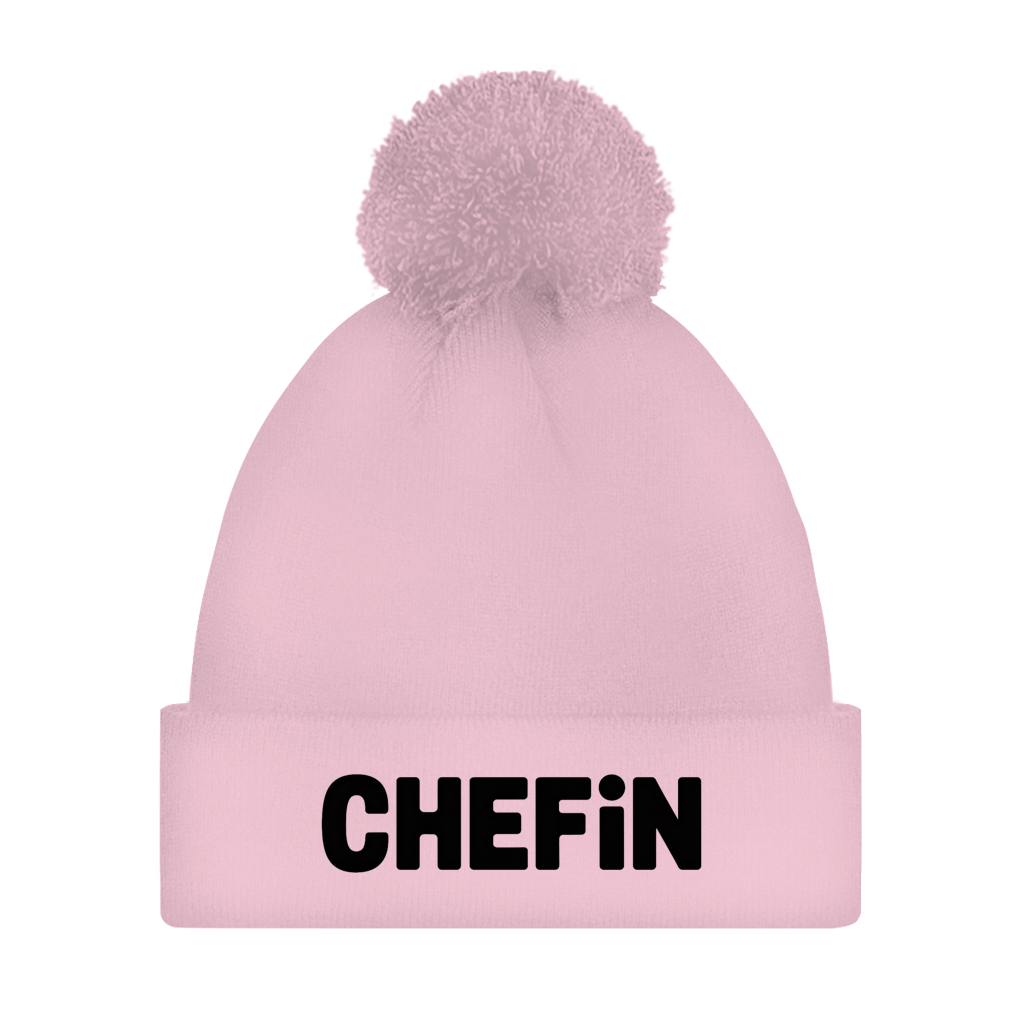 Bommelmütze „Chefin“ – Unisex Statement Wintermütze mit Pompon