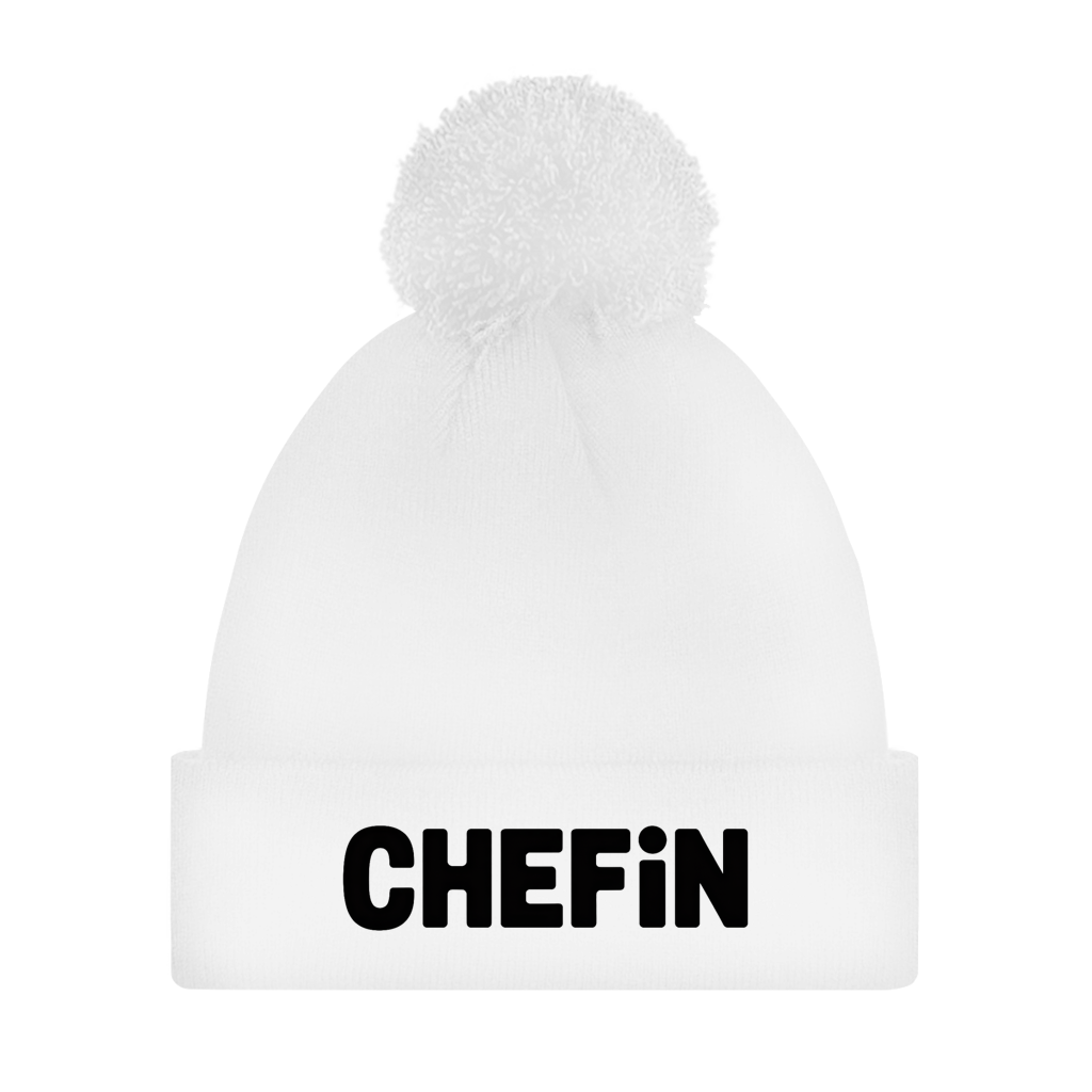 Bommelmütze „Chefin“ – Unisex Statement Wintermütze mit Pompon
