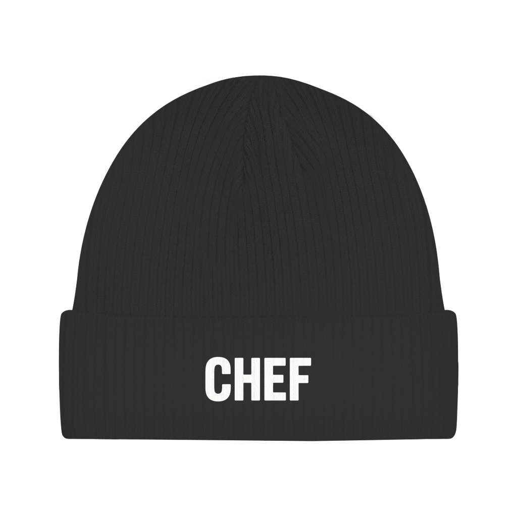 Beanie „Chef“ – Unisex Statement Beanie aus Bio-Baumwolle, weich & bequem