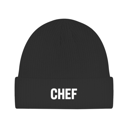 Beanie „Chef“ – Unisex Statement Beanie aus Bio-Baumwolle, weich & bequem