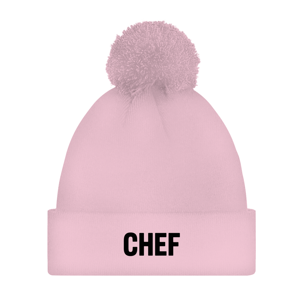 Bommelmütze „Chef“ – Unisex Statement Wintermütze mit Pompon