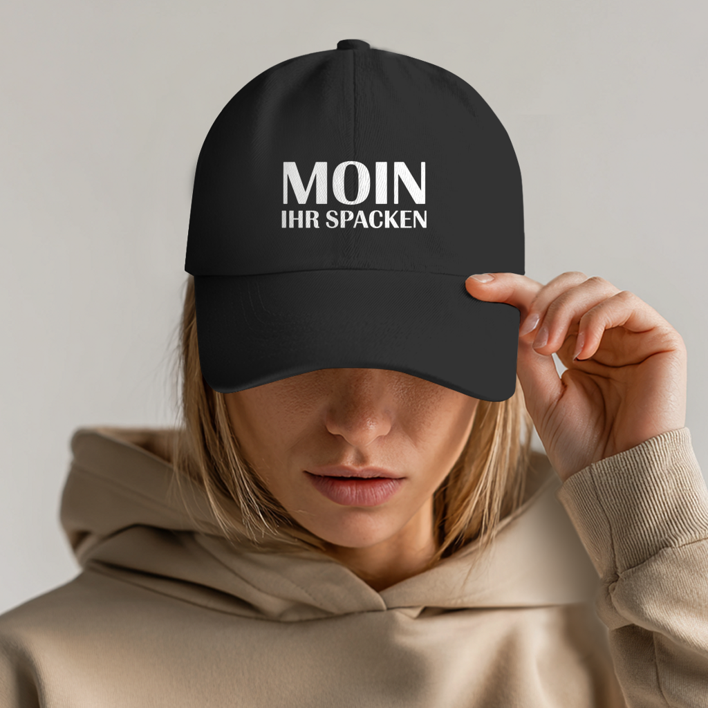 Dad Cap „Moin ihr Spacken“ – Unisex Statement Cap aus Bio-Baumwolle