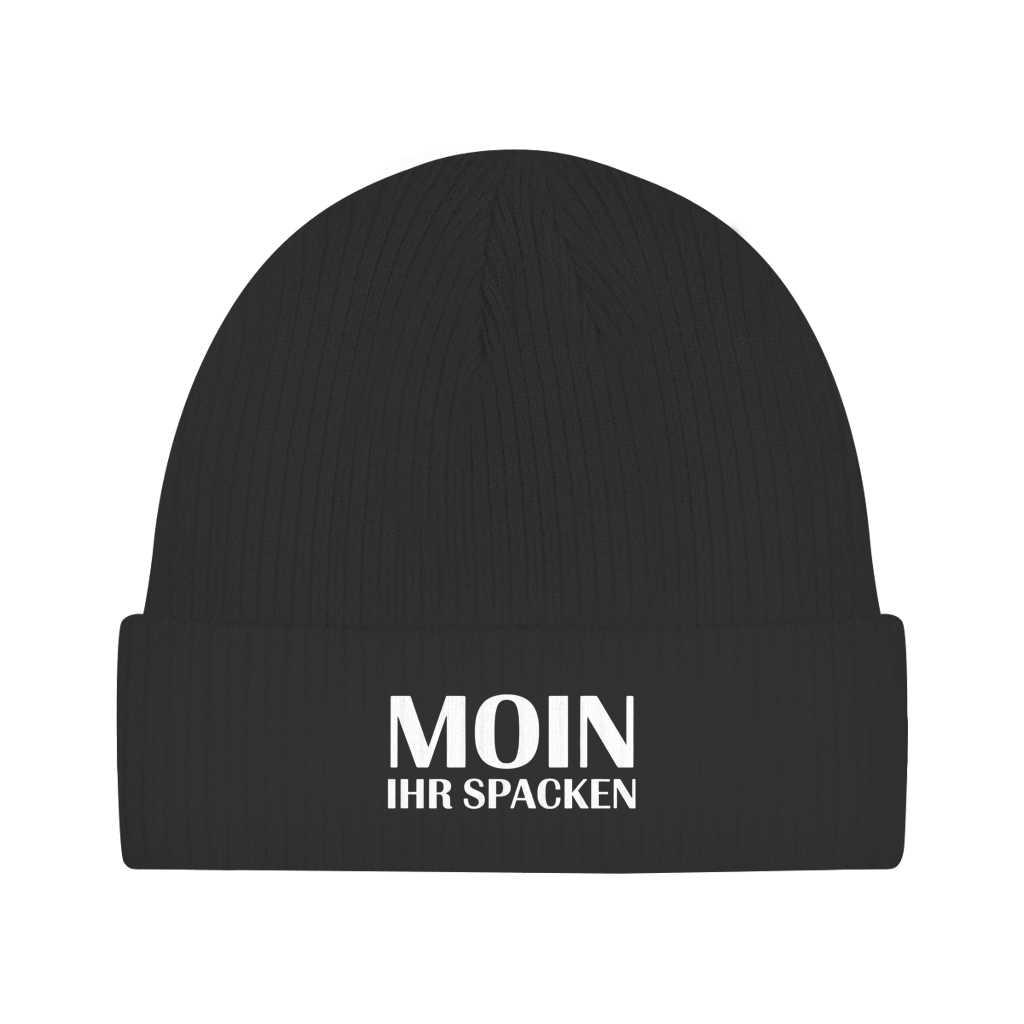 Beanie „Moin ihr Spacken“ – Unisex Statement Beanie aus Bio-Baumwolle, weich & bequem