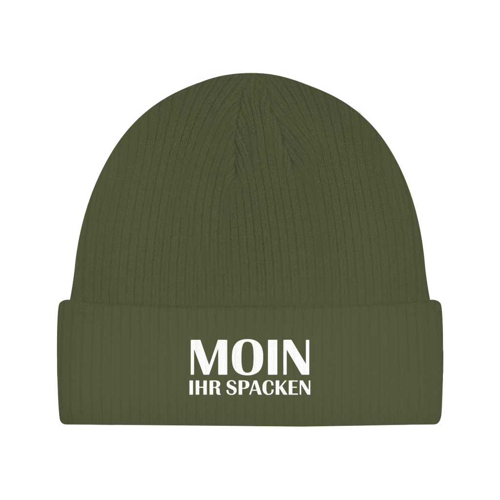 Beanie „Moin ihr Spacken“ – Unisex Statement Beanie aus Bio-Baumwolle, weich & bequem