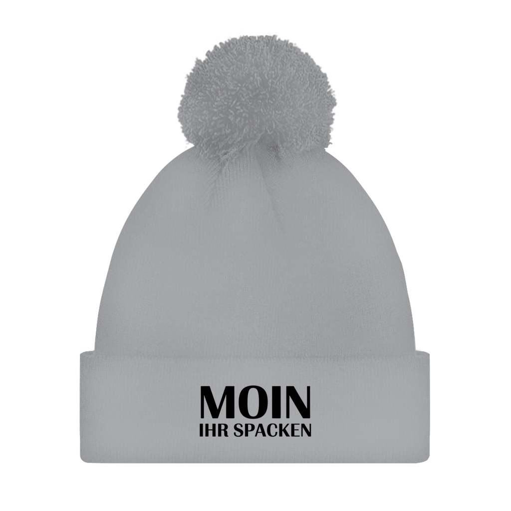 Bommelmütze „Moin ihr Spacken“ – Unisex Statement Wintermütze mit Pompon