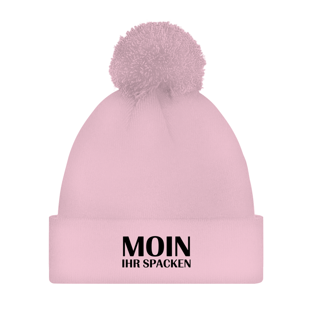 Bommelmütze „Moin ihr Spacken“ – Unisex Statement Wintermütze mit Pompon