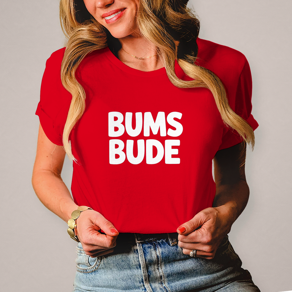 Damen T-Shirt „Bumsbude“ Schwarz – Lustiges Statement Shirt