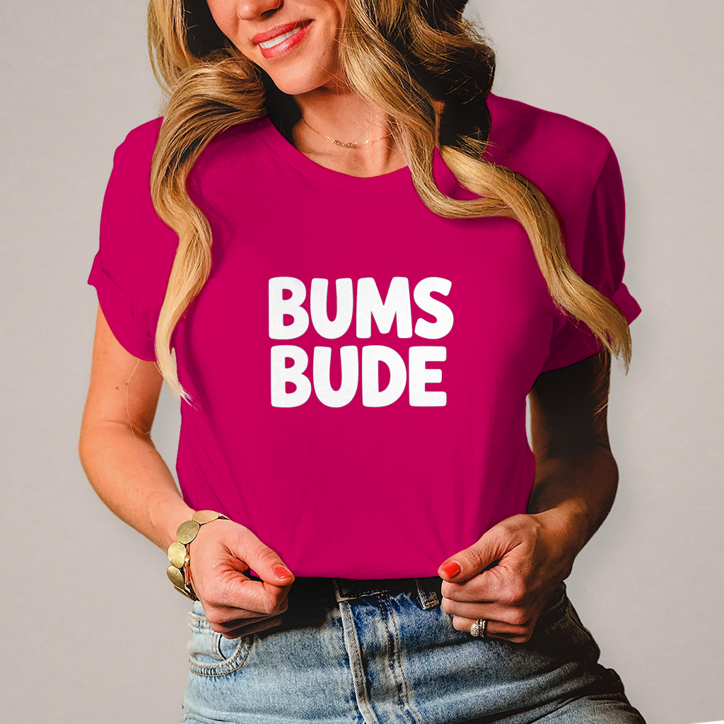 Damen T-Shirt „Bumsbude“ Schwarz – Lustiges Statement Shirt