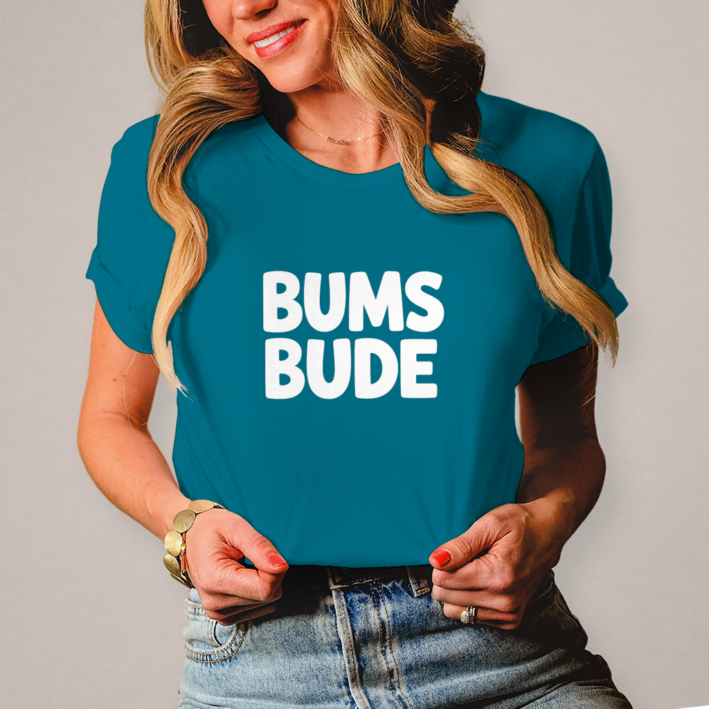 Damen T-Shirt „Bumsbude“ Schwarz – Lustiges Statement Shirt