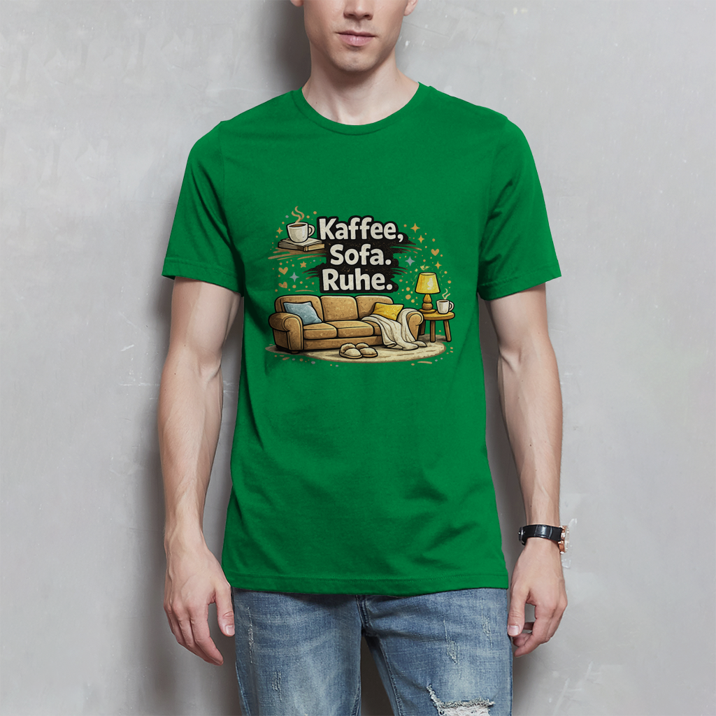 Lustiges Herren T-Shirt „Kaffee Sofa Ruhe“ – Für Relax & Freizeit
