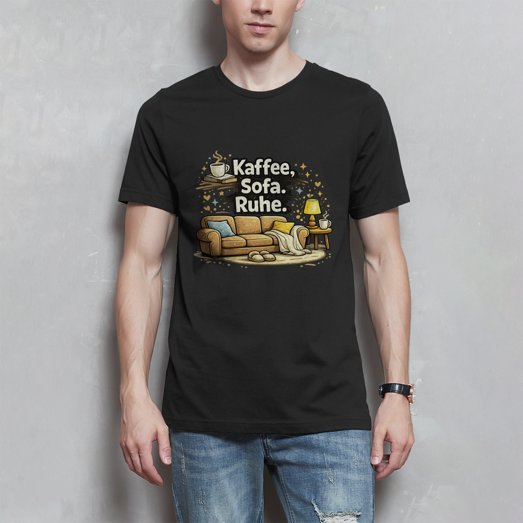 Lustiges Herren T-Shirt „Kaffee Sofa Ruhe“ – Für Relax & Freizeit