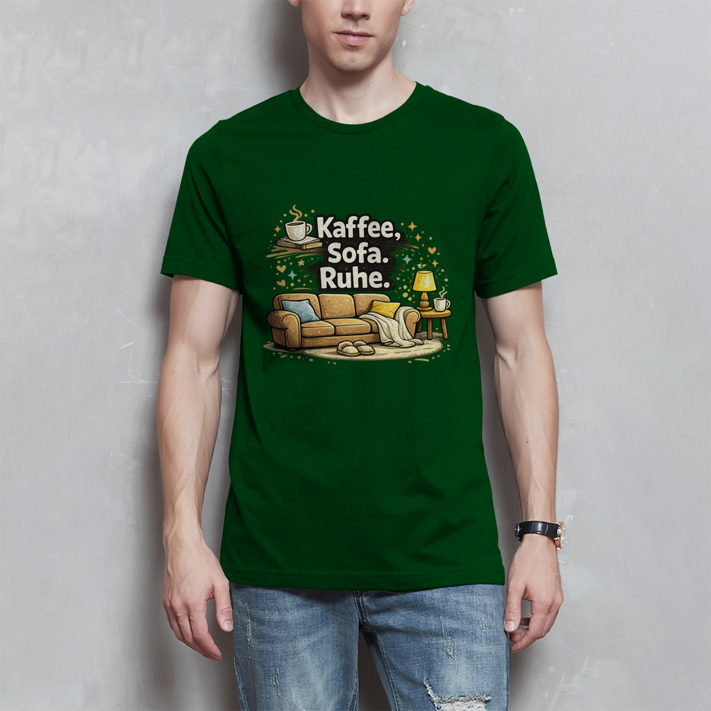 Lustiges Herren T-Shirt „Kaffee Sofa Ruhe“ – Für Relax & Freizeit