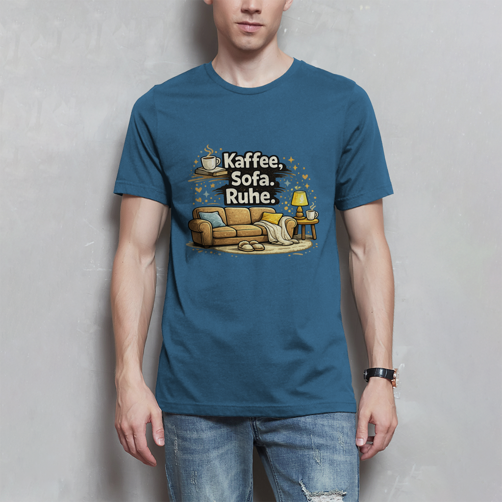 Lustiges Herren T-Shirt „Kaffee Sofa Ruhe“ – Für Relax & Freizeit