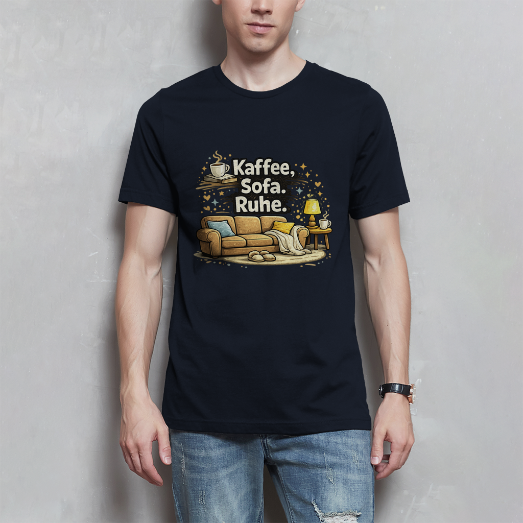 Lustiges Herren T-Shirt „Kaffee Sofa Ruhe“ – Für Relax & Freizeit