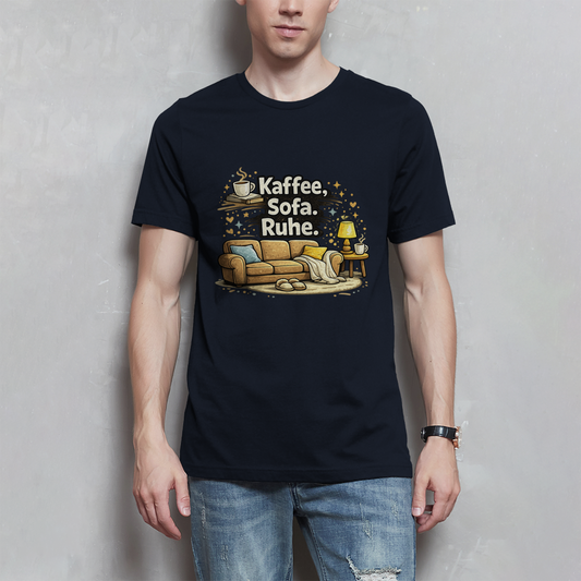 Lustiges Herren T-Shirt „Kaffee Sofa Ruhe“ – Für Relax & Freizeit