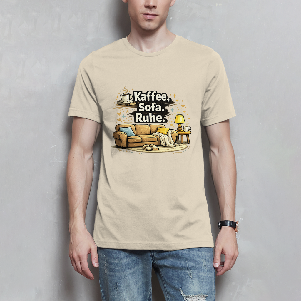 Lustiges Herren T-Shirt „Kaffee Sofa Ruhe“ – Für Relax & Freizeit