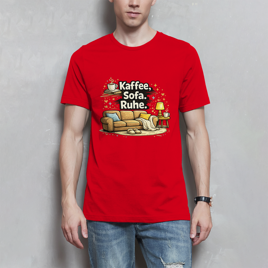 Lustiges Herren T-Shirt „Kaffee Sofa Ruhe“ – Für Relax & Freizeit
