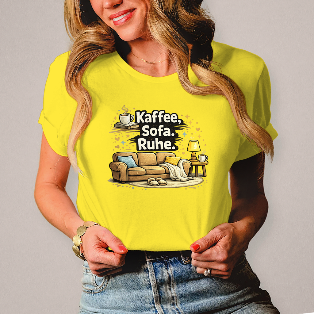 Damen Fun Shirt Kaffee Sofa Ruhe – Statement für Gemütlichkeit