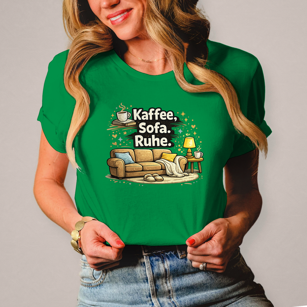 Damen Fun Shirt Kaffee Sofa Ruhe – Statement für Gemütlichkeit
