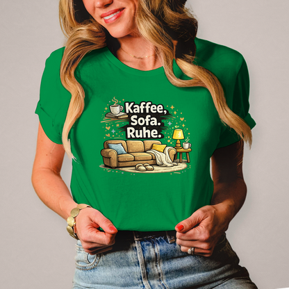 Damen Fun Shirt Kaffee Sofa Ruhe – Statement für Gemütlichkeit