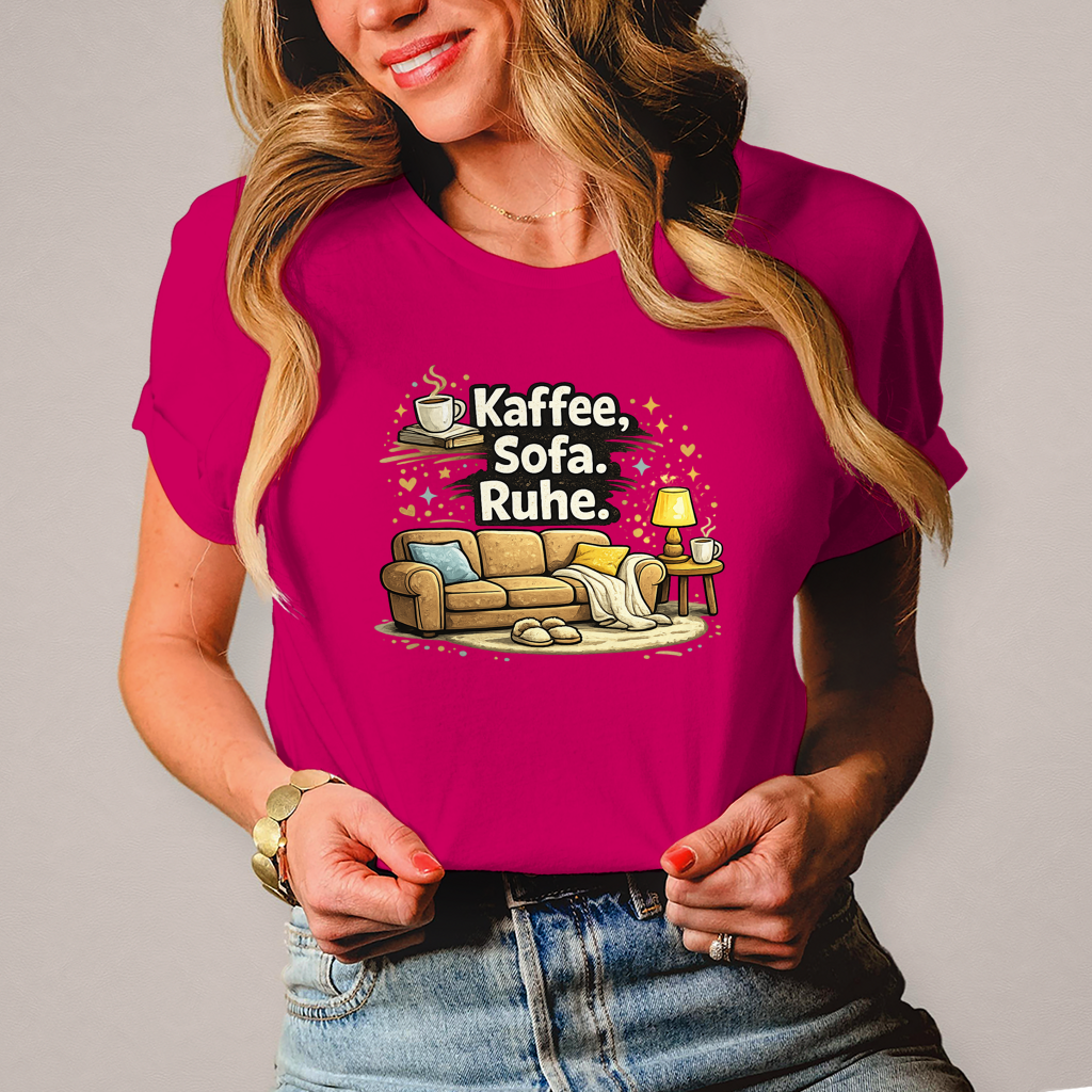 Damen Fun Shirt Kaffee Sofa Ruhe – Statement für Gemütlichkeit