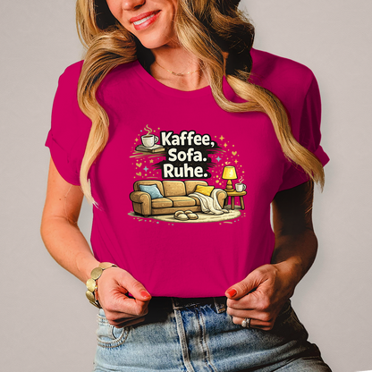 Damen Fun Shirt Kaffee Sofa Ruhe – Statement für Gemütlichkeit