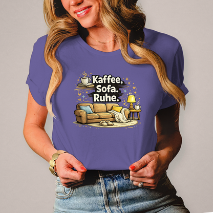 Damen Fun Shirt Kaffee Sofa Ruhe – Statement für Gemütlichkeit