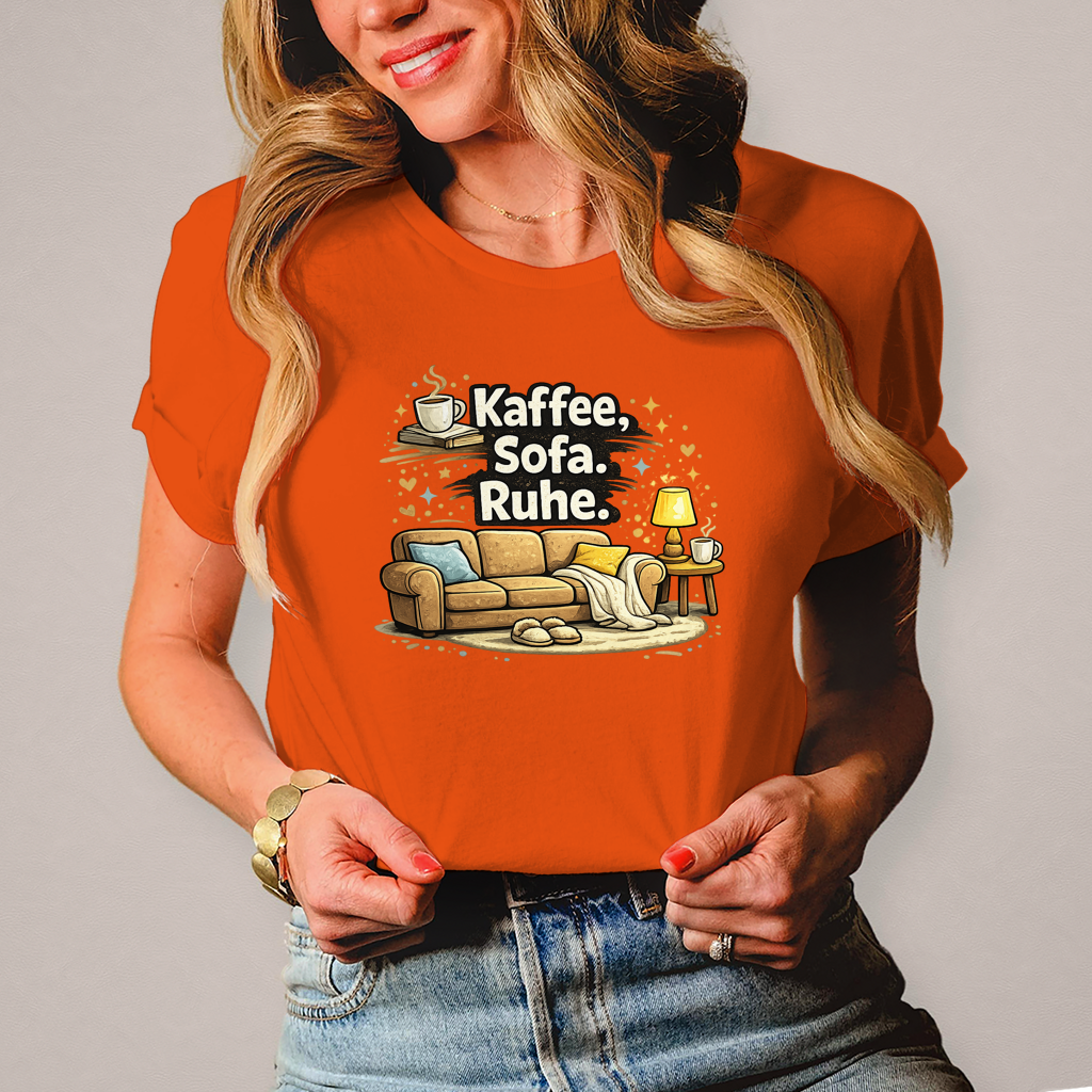 Damen Fun Shirt Kaffee Sofa Ruhe – Statement für Gemütlichkeit