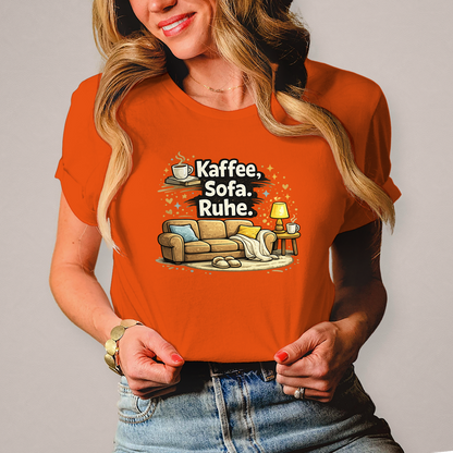 Damen Fun Shirt Kaffee Sofa Ruhe – Statement für Gemütlichkeit