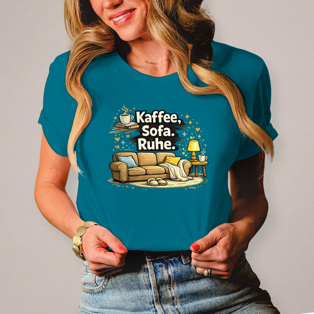 Damen Fun Shirt Kaffee Sofa Ruhe – Statement für Gemütlichkeit