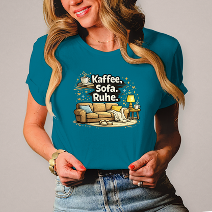 Damen Fun Shirt Kaffee Sofa Ruhe – Statement für Gemütlichkeit